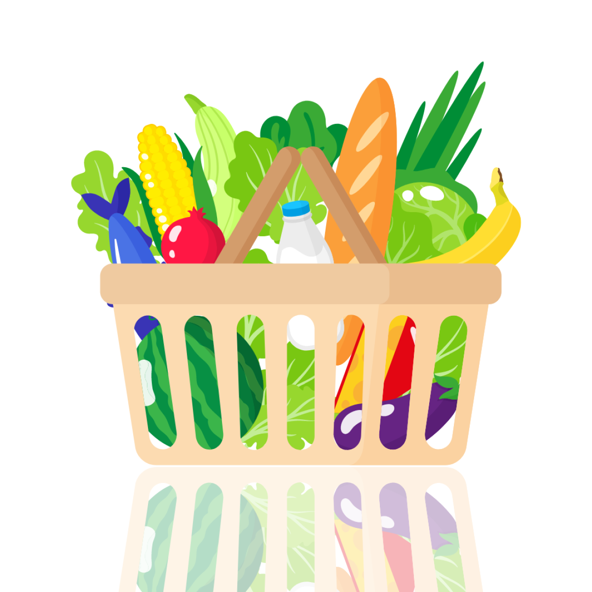 graphic image of shopping basket full of food