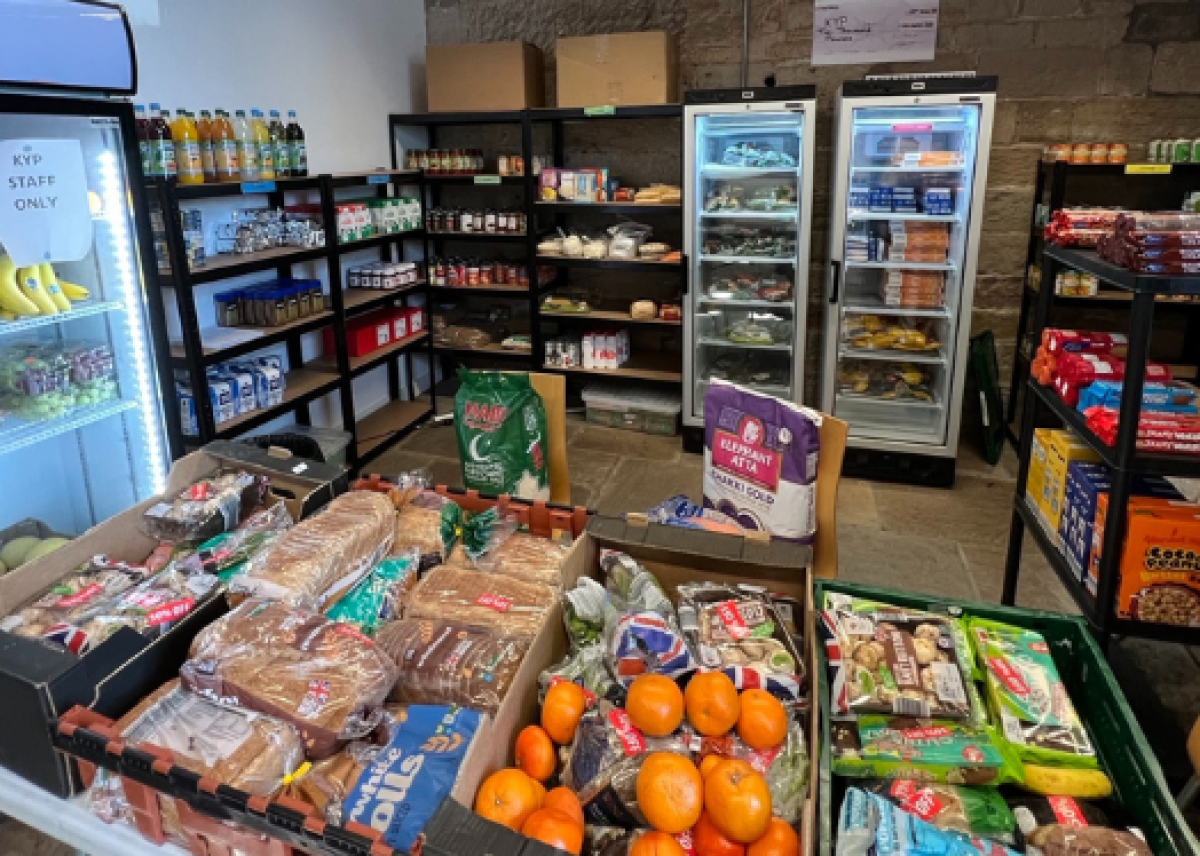 food bank stocked with lots of food and provisions