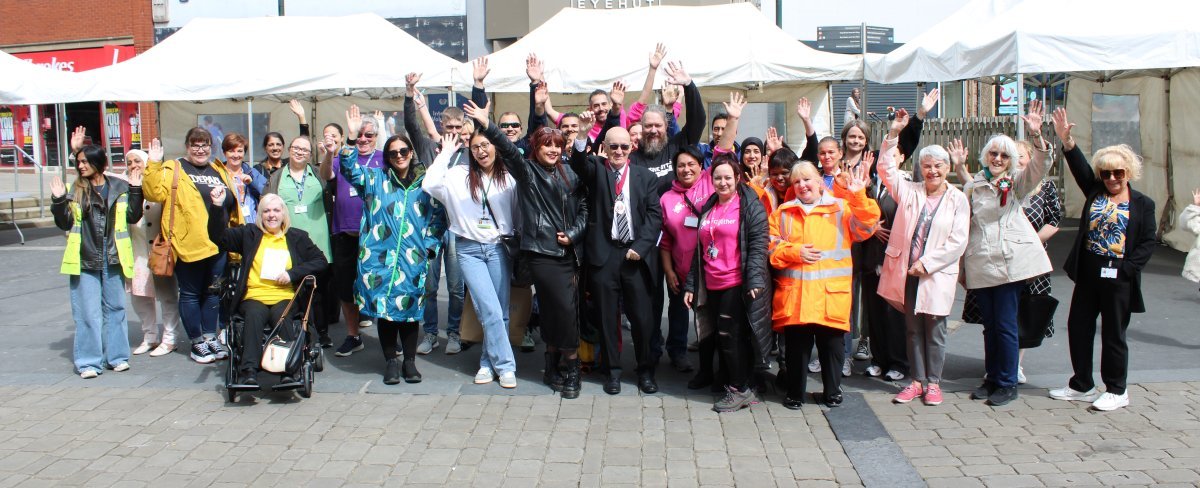 Group of people cheering