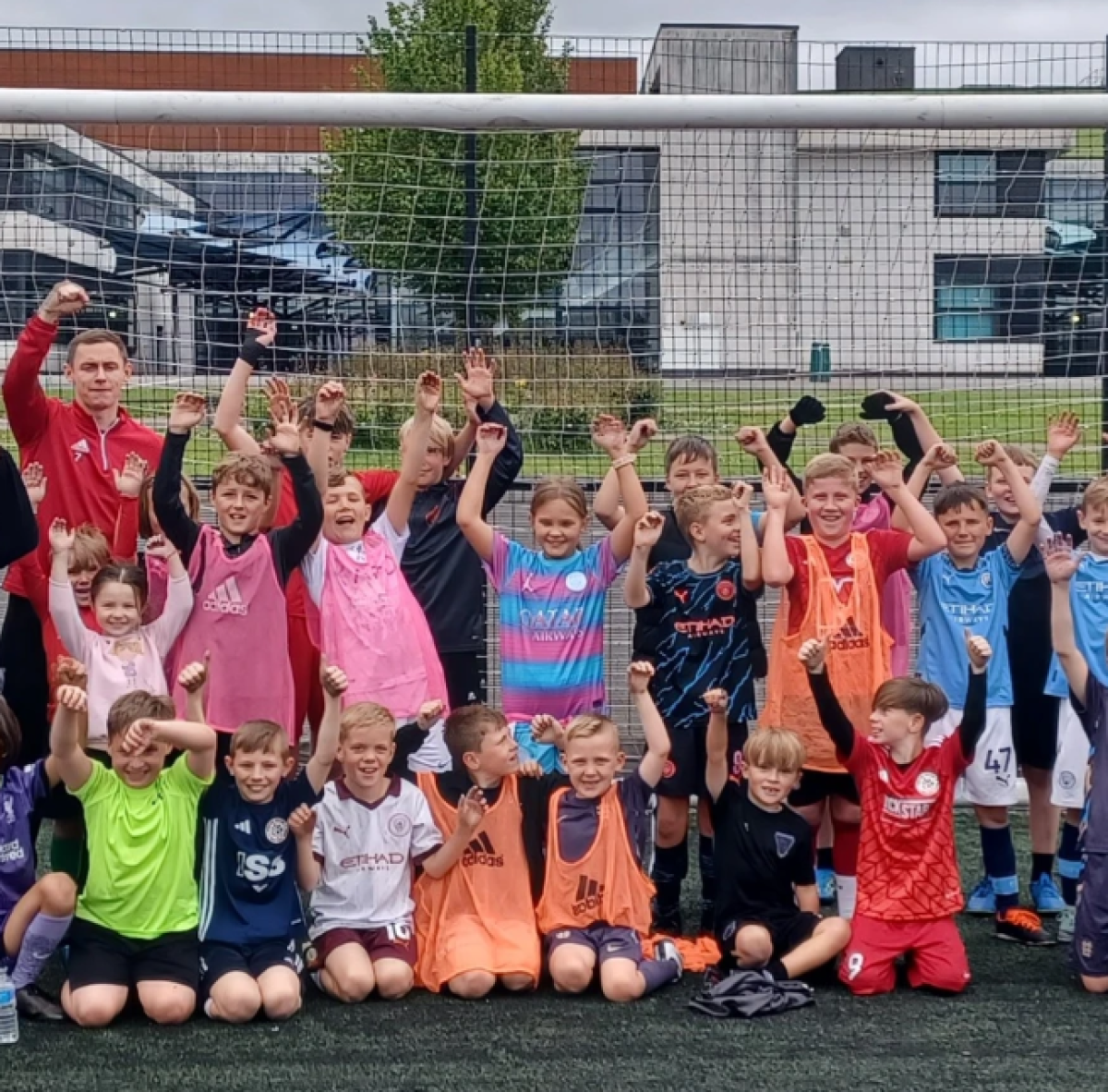 Group of young football players