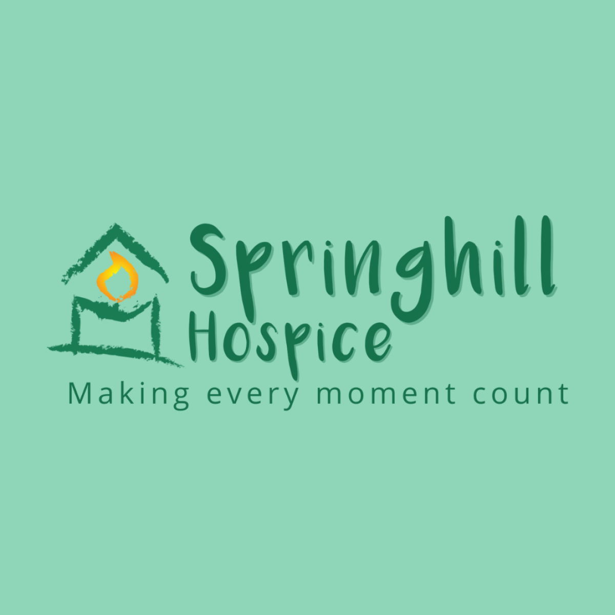 Springhill Hospice logo on green background